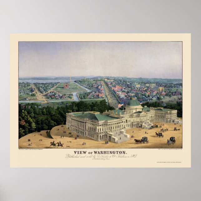 Washington, DC Panoramic Map - 1852 Poster (Front)