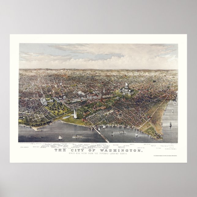 Washington, DC Panoramic Map - 1880 Poster (Front)