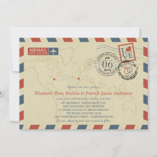 Washington DC / Portugal Airmail   Wedding Invitation