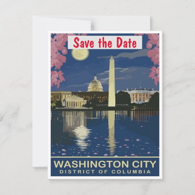 Washington DC Reflecting wedding Invitation (Front)