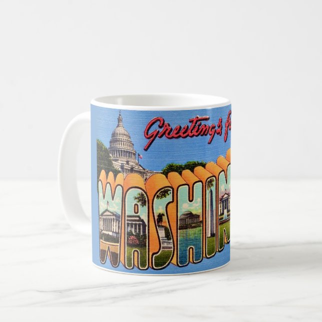 Washington DC Retro Postcard Mug (Front Left)