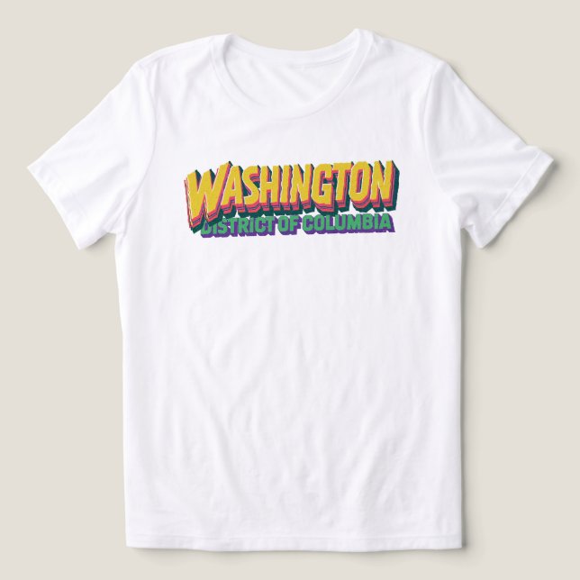 Washington DC Retro Typography Tri-Blend Shirt (Design Front)