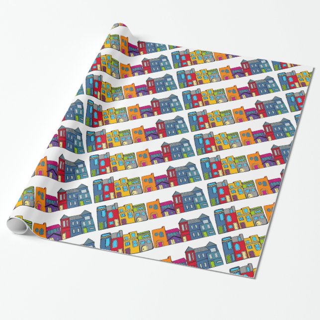 Washington DC Row House Wrapping Paper (Unrolled)