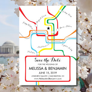 Washington DC Save the Date Metro Map