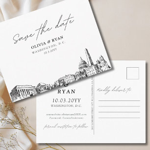 Washington DC Save the Date Postcard Wedding