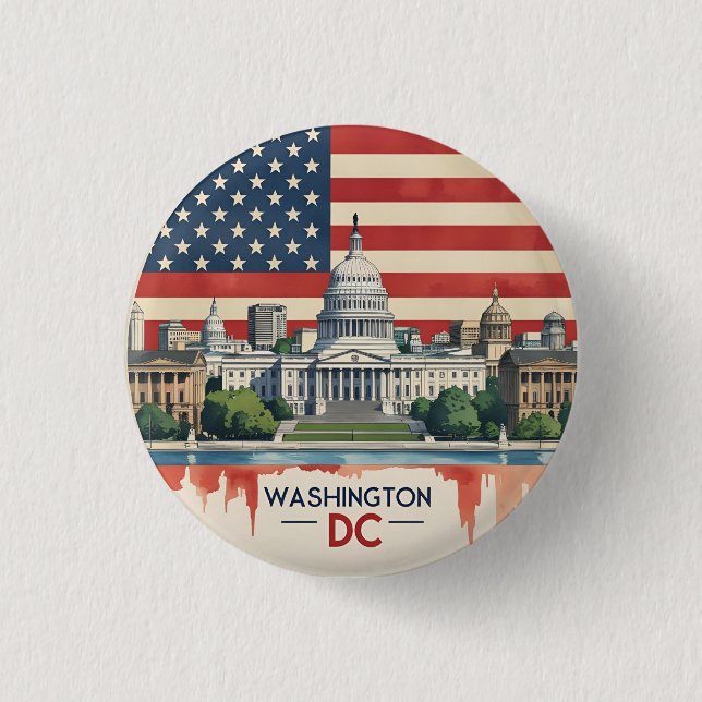 Washington DC Skyline 3 Cm Round Badge (Front)