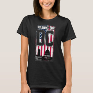 Washington Dc Skyline American Flag Usa Pride Souv T-Shirt