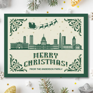 Washington, DC Skyline Christmas Holiday Postcard