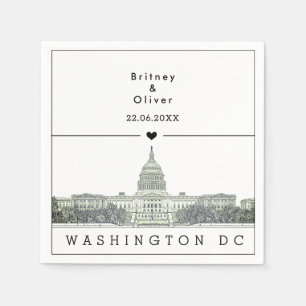 Washington DC Skyline – Custom Wedding Napkin