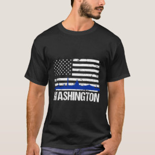 Washington Dc Skyline Distressed American Flag T-Shirt