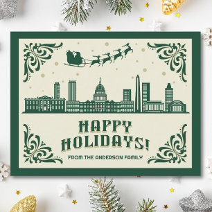 Washington, DC Skyline Happy Holiday Postcard