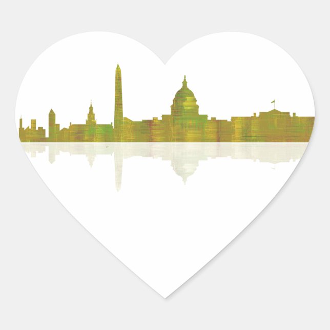 WASHINGTON DC SKYLINE - Heart Shaped Stciker Sticker (Front)