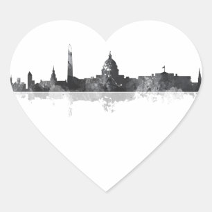 WASHINGTON DC SKYLINE HEART STICKER