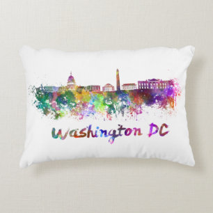Washington DC skyline in watercolor Decorative Cushion