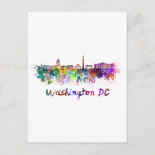 Washington DC skyline in watercolor Postcard