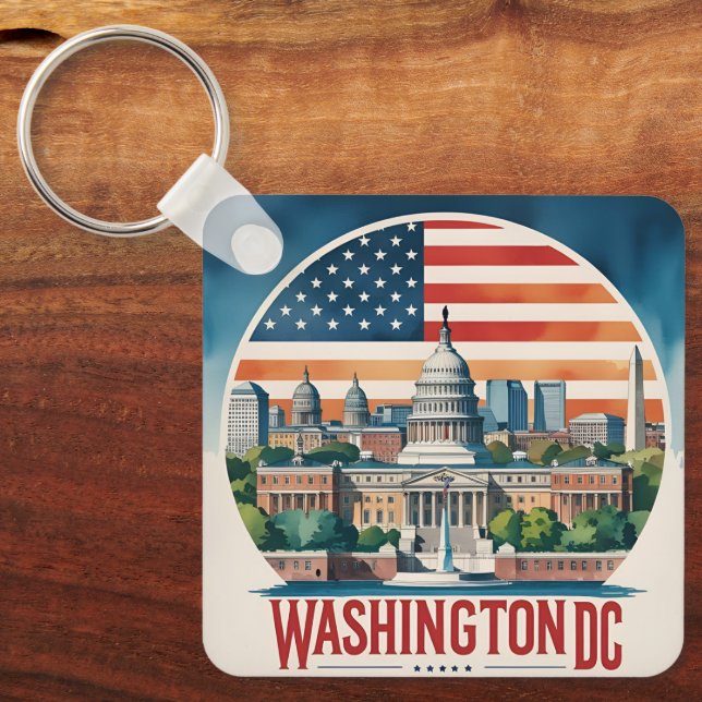 Washington DC Skyline Key Ring (Front)