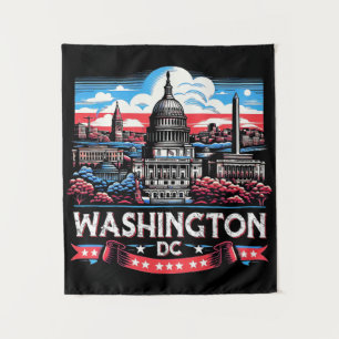 Washington DC Skyline landmarks art Tapestry