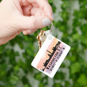 Washington DC Skyline Latitude and Longitude  Key Ring