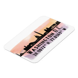 Washington DC Skyline Latitude and Longitude Magnet