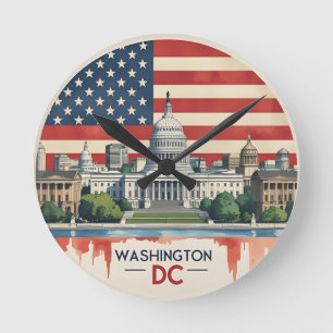 Washington DC Skyline Round Clock