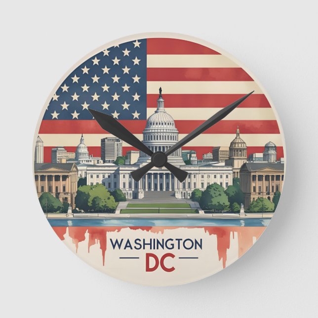Washington DC Skyline Round Clock (Front)