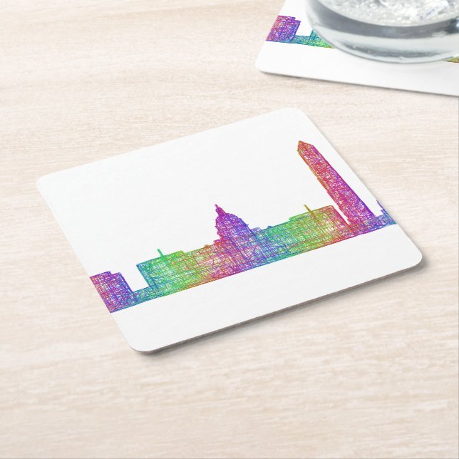 Washington DC skyline Square Paper Coaster (Angled)