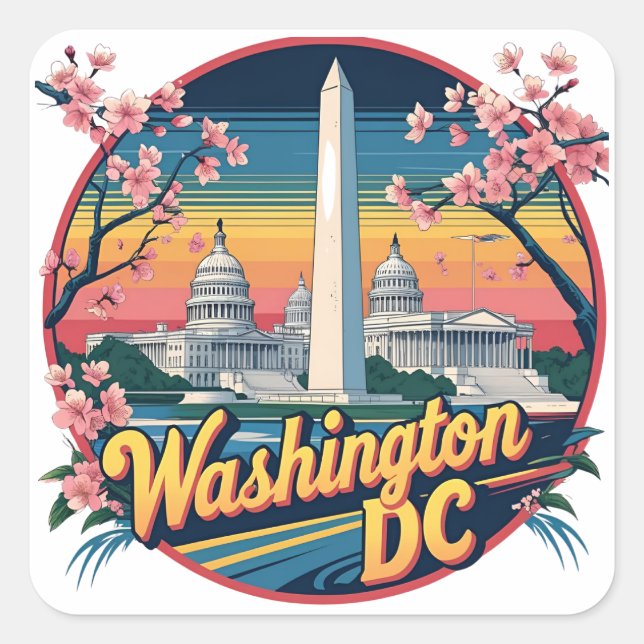 Washington DC Skyline Square Sticker (Front)