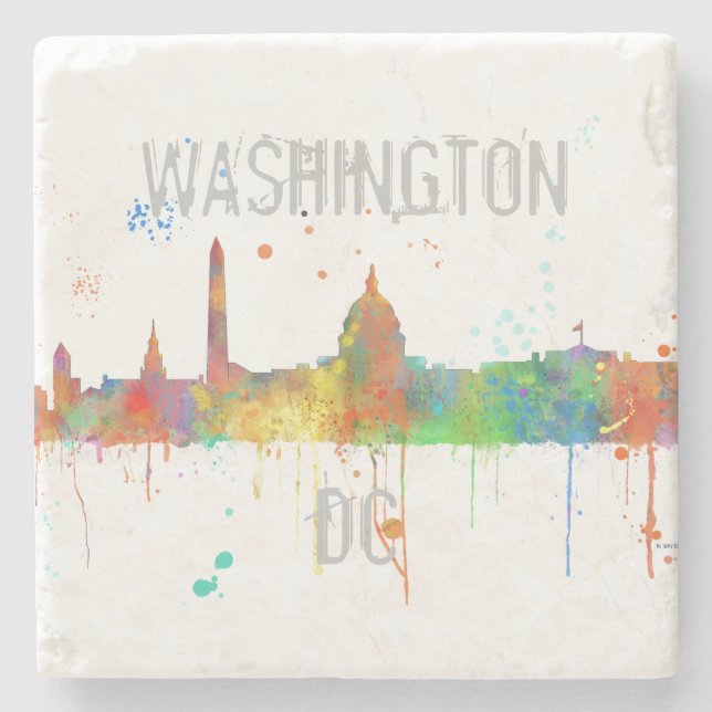 WASHINGTON DC SKYLINE STONE COASTER (Front)