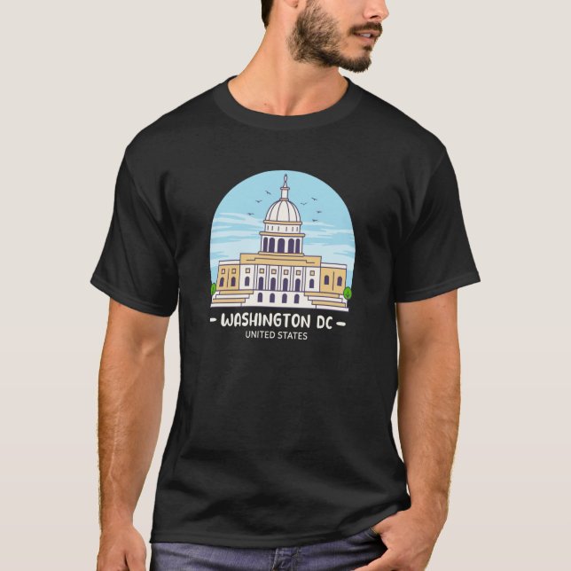 Washington DC Skyline USA City Landmark US Capitol T-Shirt (Front)