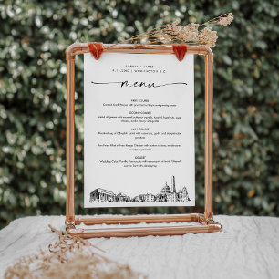 Washington DC Skyline Wedding Dinner Menu Card 5x7