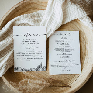 Washington DC Skyline Wedding Program 5x7 Card
