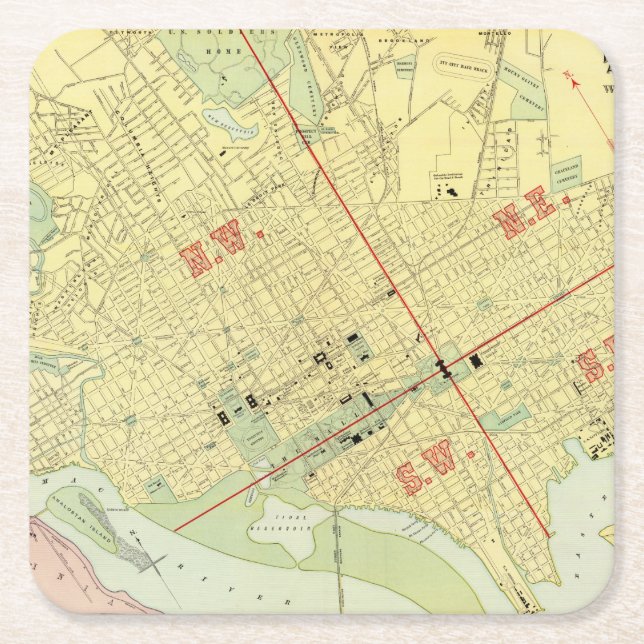 Washington, DC Square Paper Coaster (Front)