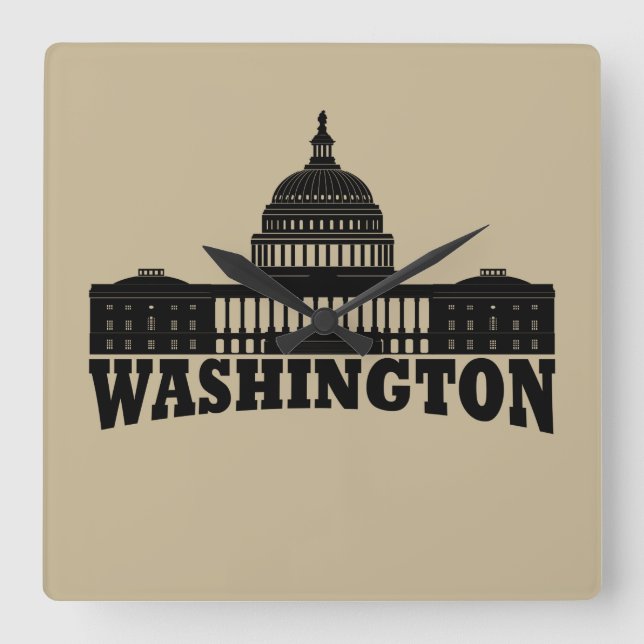 Washington DC Square Wall Clock (Front)