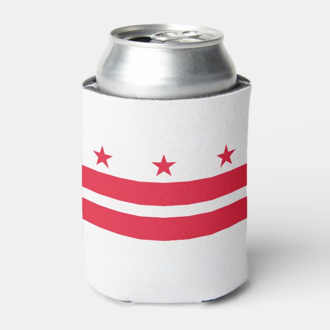 Washington DC State Flag Can Cooler (Can Front)