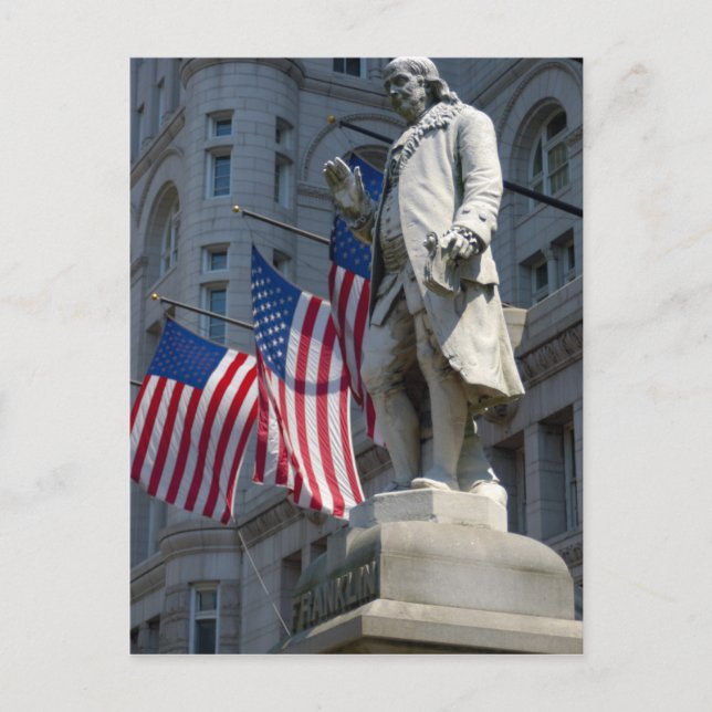 Washington, DC, statue of Benjamin Franklin Postcard (Front)