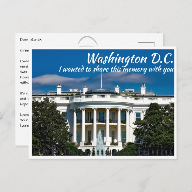 Washington DC The White House Postcard (Front/Back)