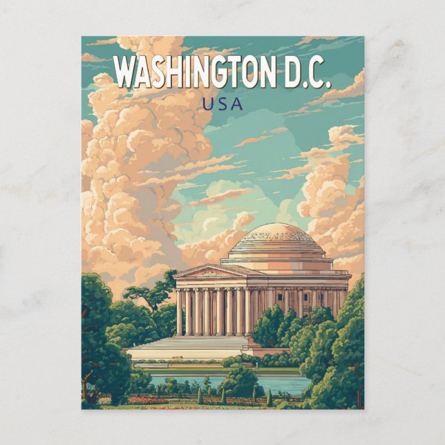 Washington DC Thomas Jefferson Memorial Travel Art Postcard (Front)