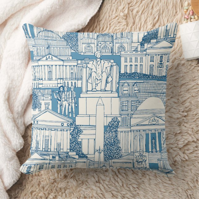Washington DC toile blue Cushion (Blanket)