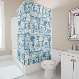 Washington DC toile blue Shower Curtain