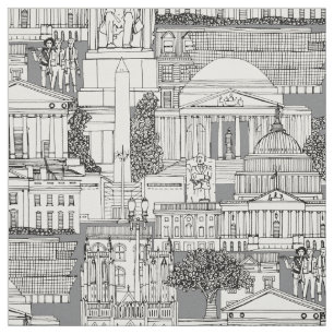 Washington DC toile grey Fabric