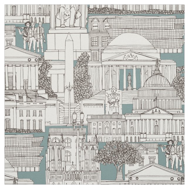 Washington DC toile juniper Fabric (Swatch)