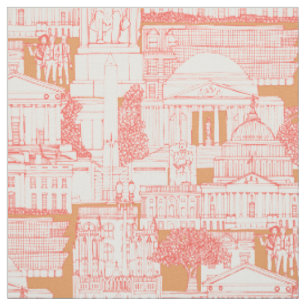 Washington DC toile sunset orange Fabric