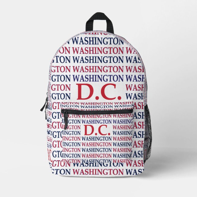 Washington DC Typography Printed Backpack (Front)