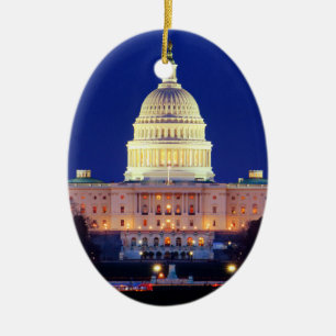 Washington DC United States Capitol at Dusk Ceramic Ornament