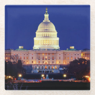 Washington DC United States Capitol at Dusk Glass Coaster