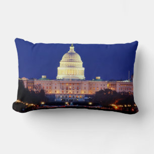 Washington DC United States Capitol at Dusk Lumbar Cushion