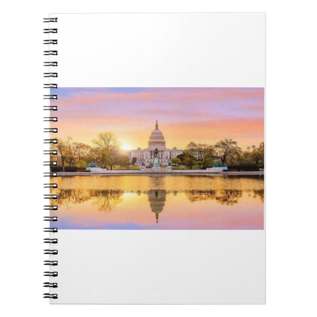 Washington DC US Capitol Building Sunset Reflectio Notebook (Front)