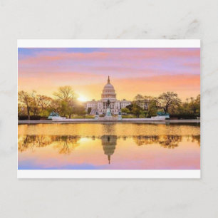 Washington DC US Capitol Building Sunset Reflectio Postcard