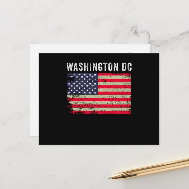 Washington DC USA American Flag Vintage Postcard (Front/Back In Situ)