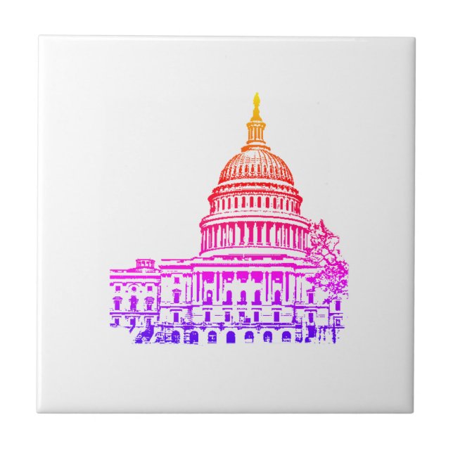 Washington DC USA Capitol Sketch Ceramic Tile (Front)